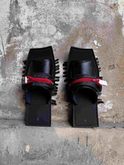 Bold Black Zip-Detail Sliders