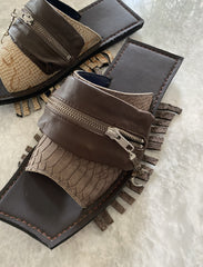Urban Fringe Leather Slippers