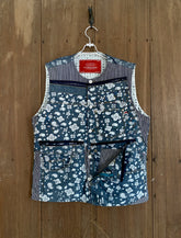 Vintage Floral Paisley Utility Waistcoat with Striped Accents