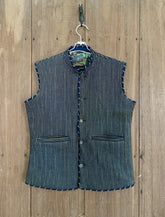 Handcrafted Striped Nehru Collar Waistcoat