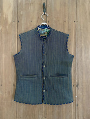 Handcrafted Striped Nehru Collar Waistcoat