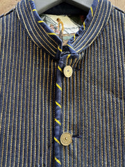 Handcrafted Striped Nehru Collar Waistcoat